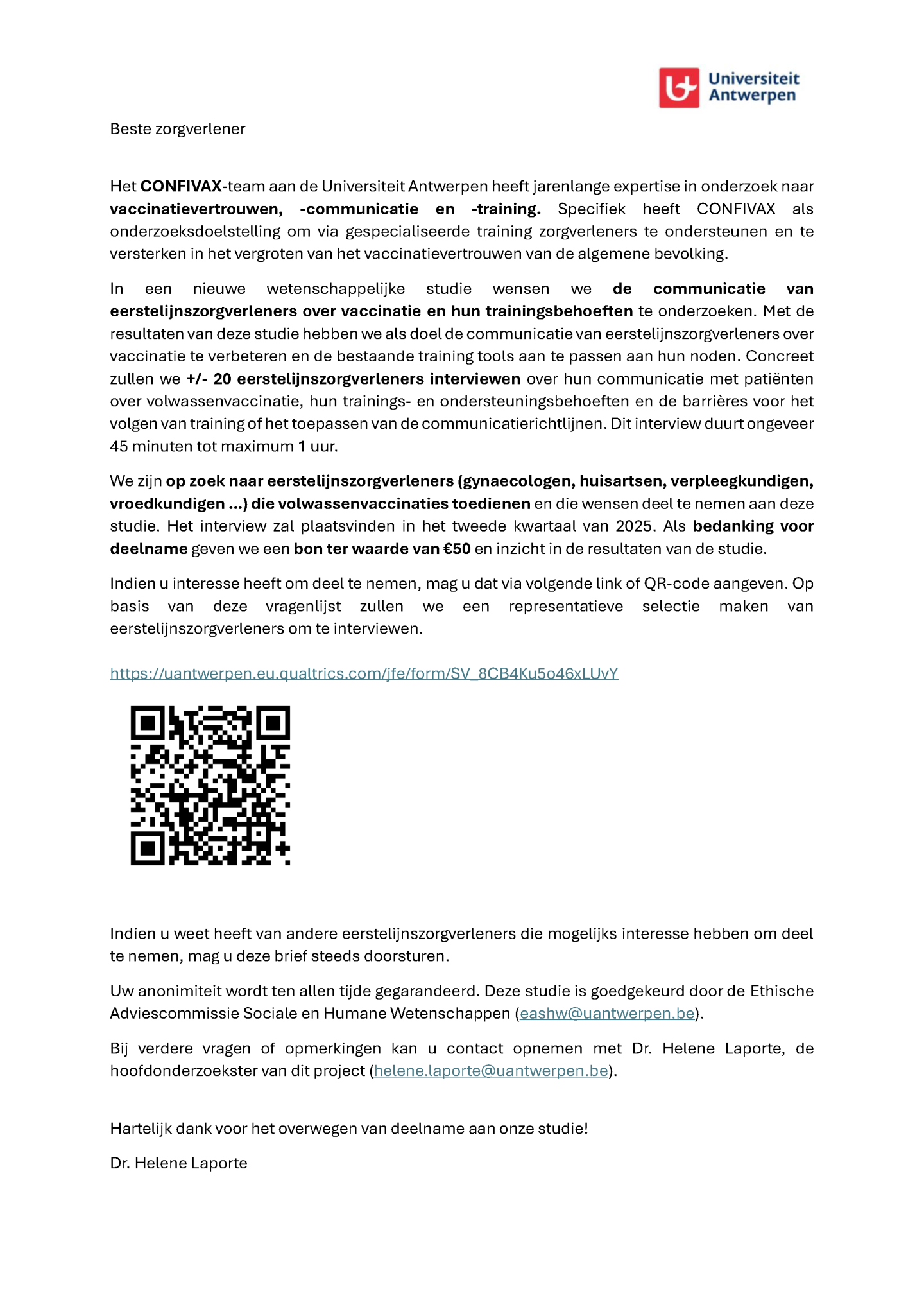 Deelname Diepte-interview-UZA-Vaccinatie