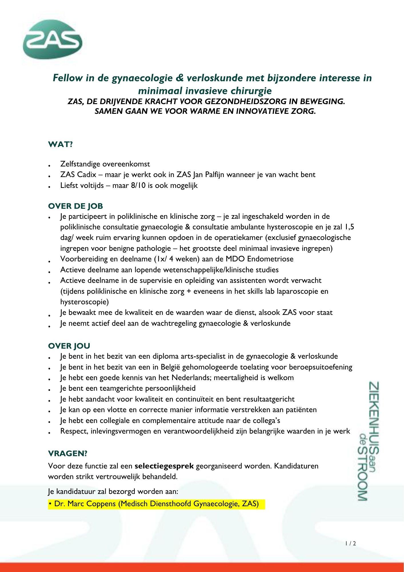 vacature ZAS