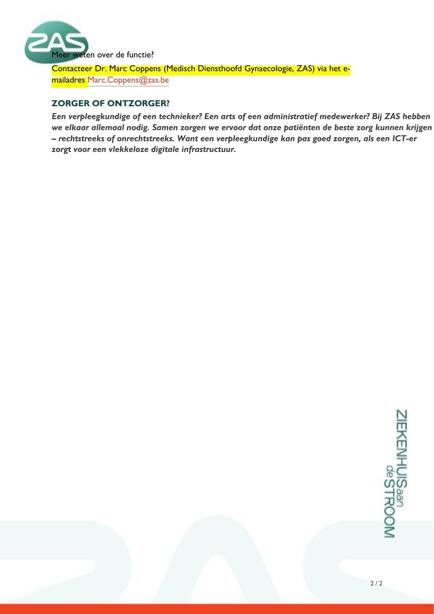 vacature ZAS