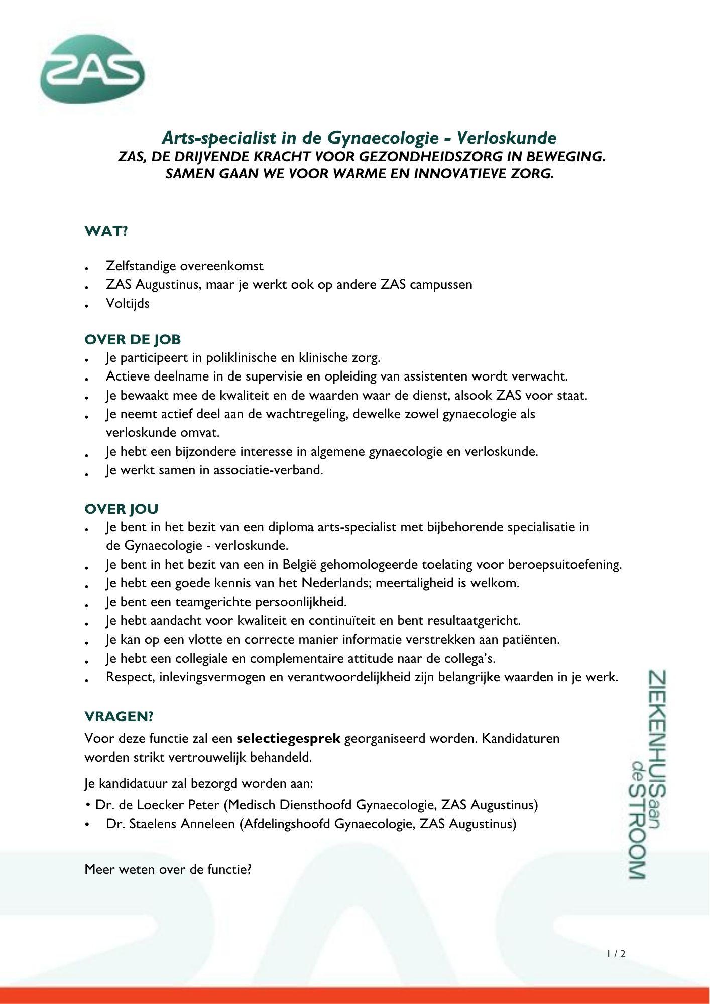 vacature ZAS