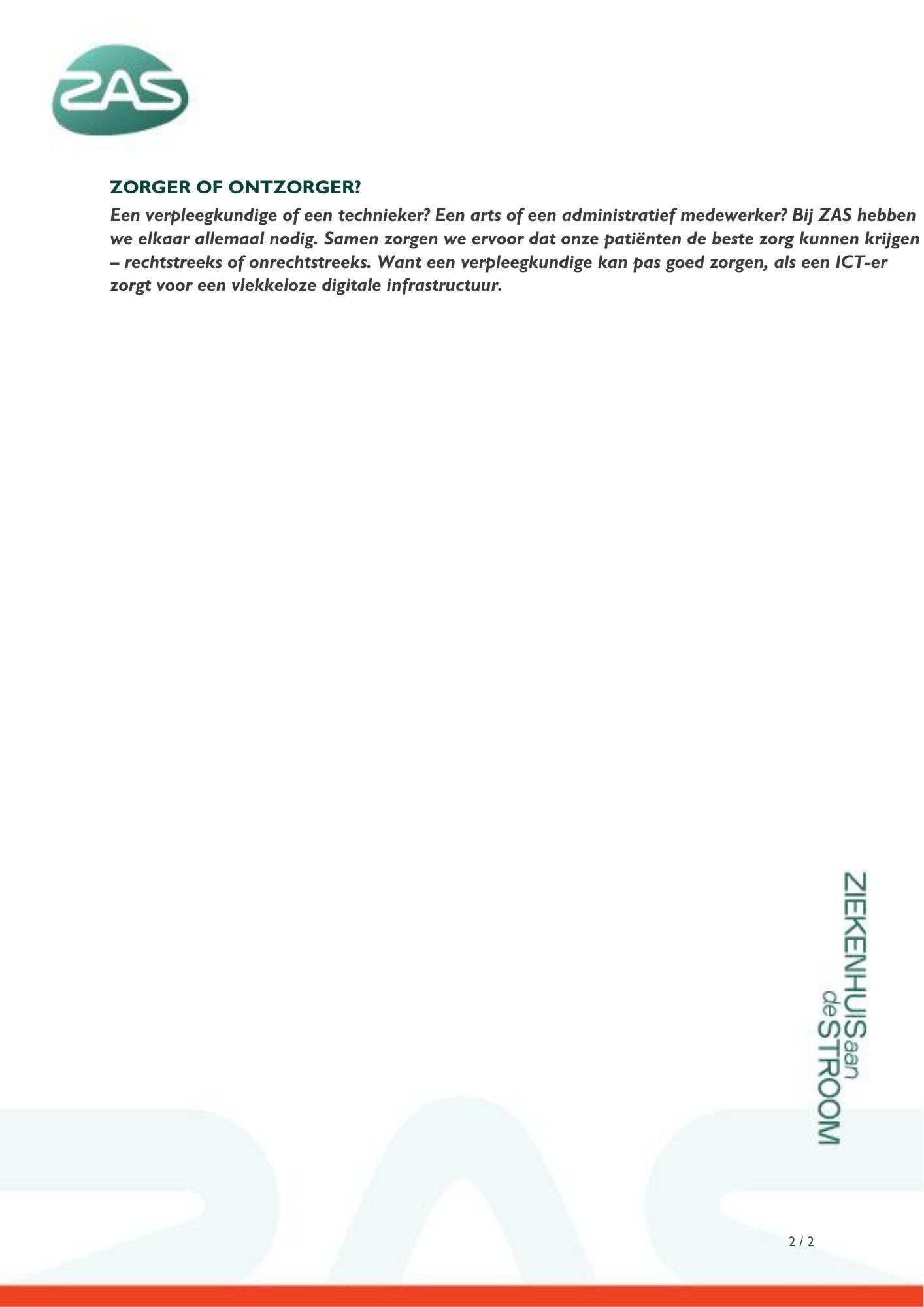 zas vrij assistent vacature p2