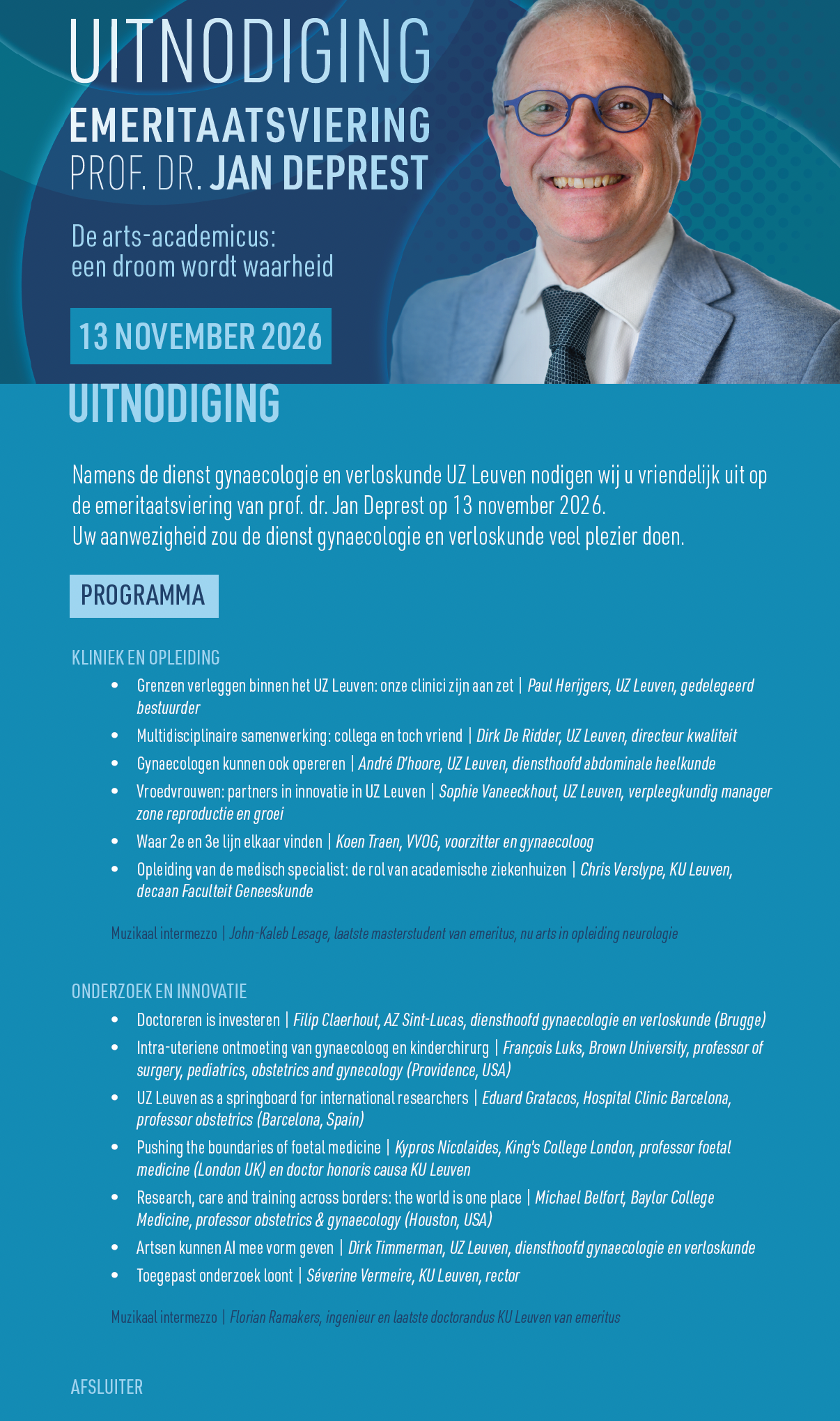 Emeritaatsviering prof. dr. Jan Deprest